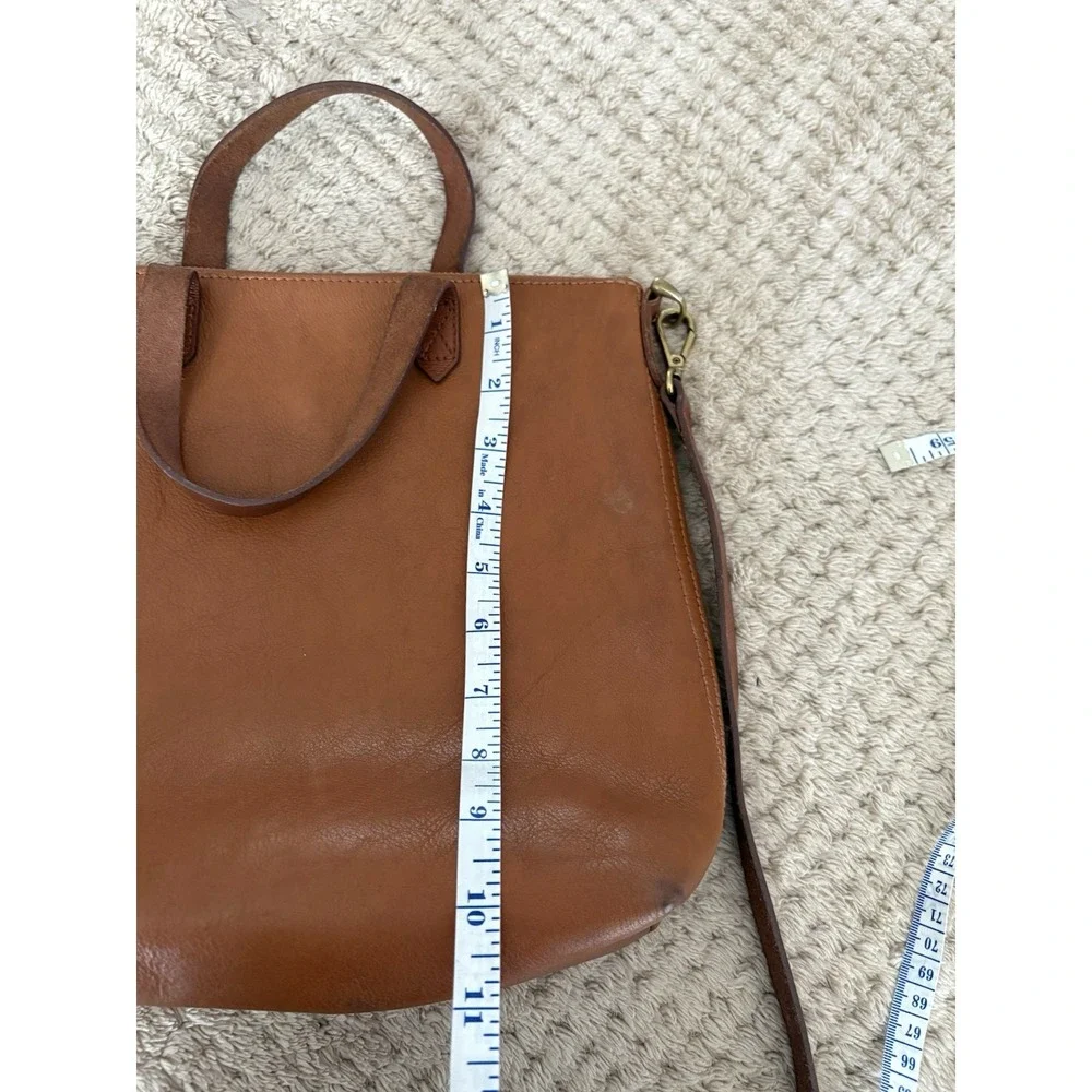 Madewell the Zip Top Transport Tote Bag Small Crossbody in Brown English Leather